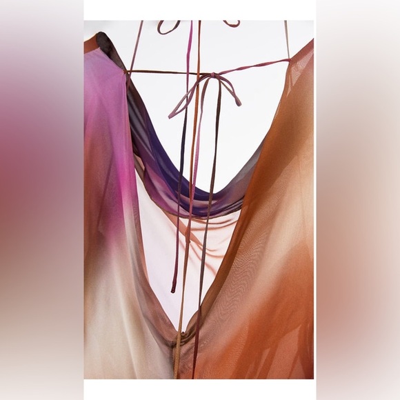 NWT ZARA Long semisheer flowy tie dye gown - Picture 4 of 16